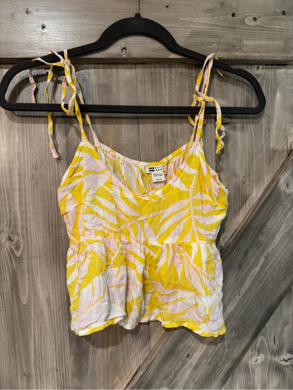Billabong Yellow & Pink Tie-Strap Crop Tank